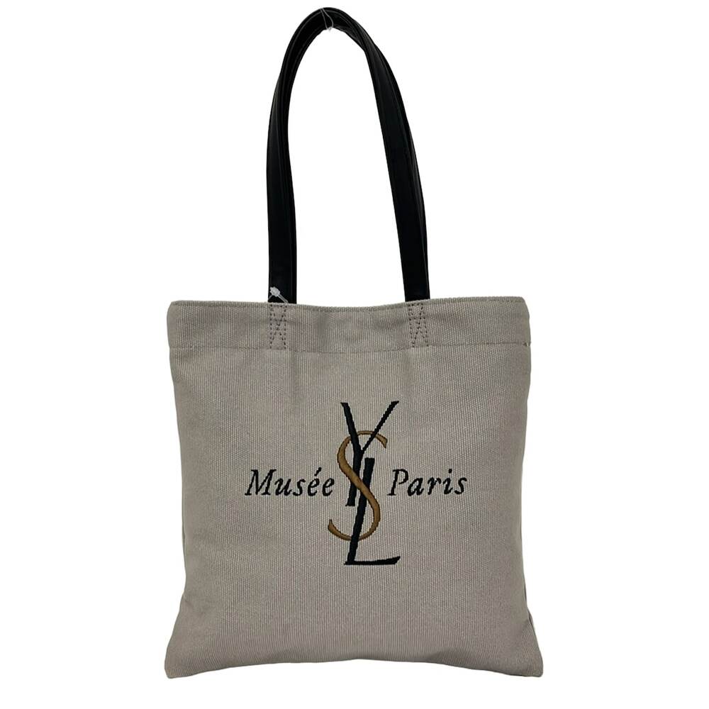 Saint Laurent YvesSaintLaurent Tote Bag Gray Black Canvas Synthetic Leather